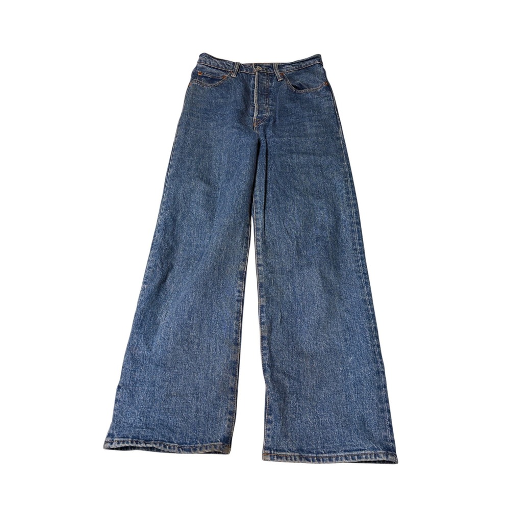 Levis Premium Big E Ribcage Straight Jeans Womens 28X27 Blue High Rise